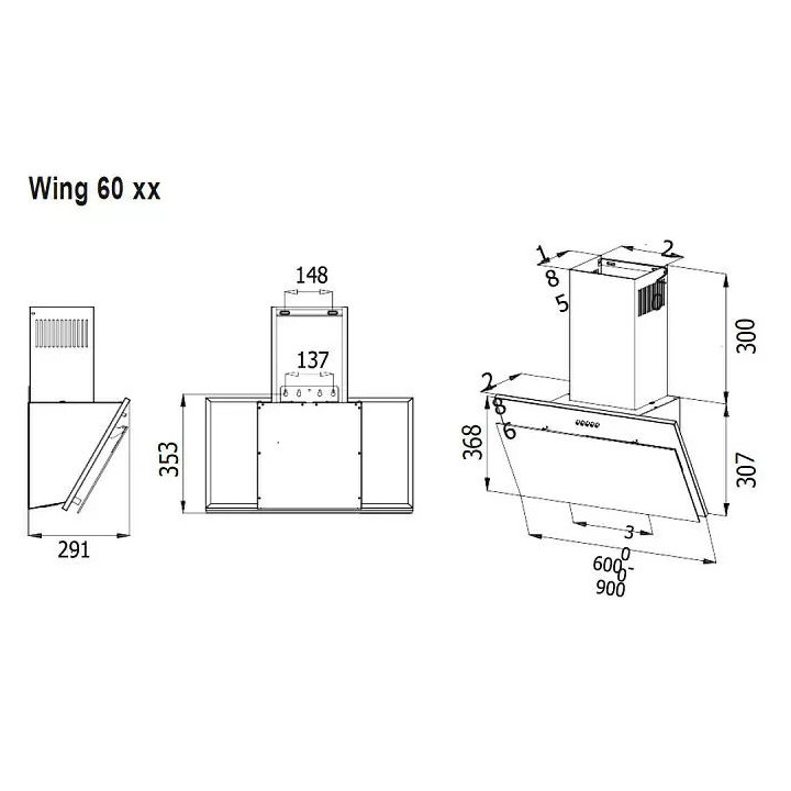 Купить Evelux EVELUX Вытяжка Wing 60 BG |  shop-kmv