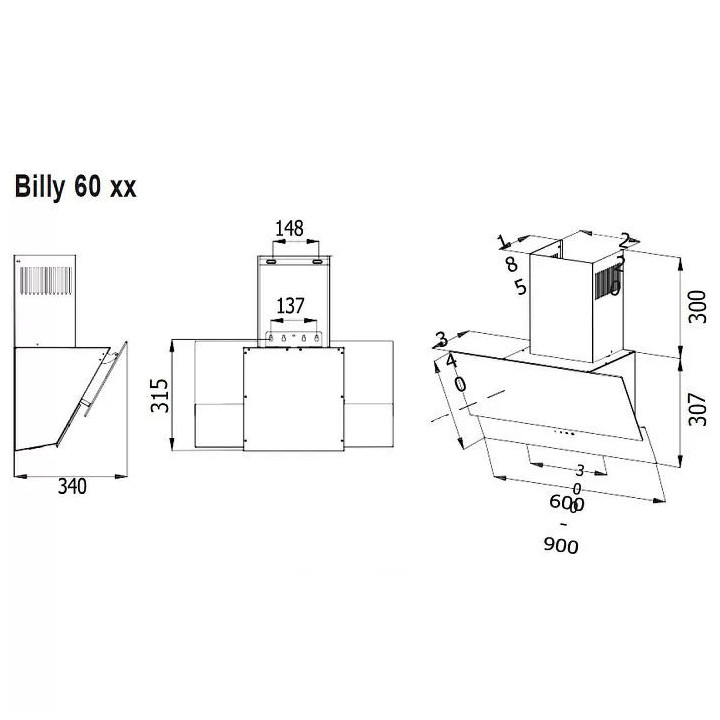 Купить Evelux EVELUX Вытяжка Billy 60 BG |  shop-kmv