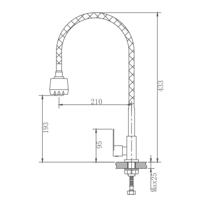 Моно-смеситель для кухни с гибким изливом VALFEX Vela Steel — фото 2