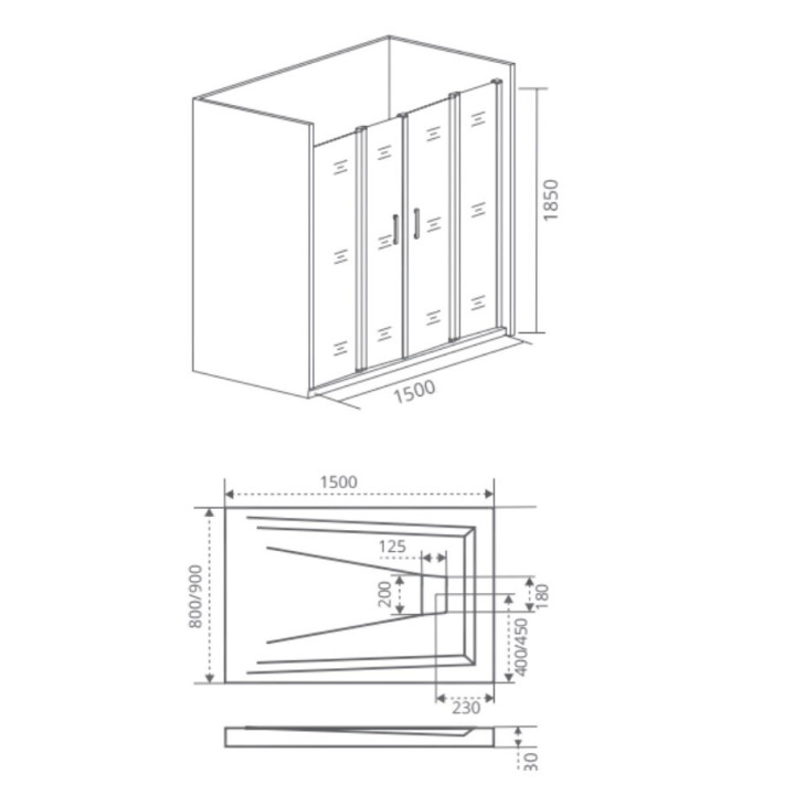Душевая дверь в нишу Good Door Infinity WTW-TD-150-G-CH 150 х 185 см